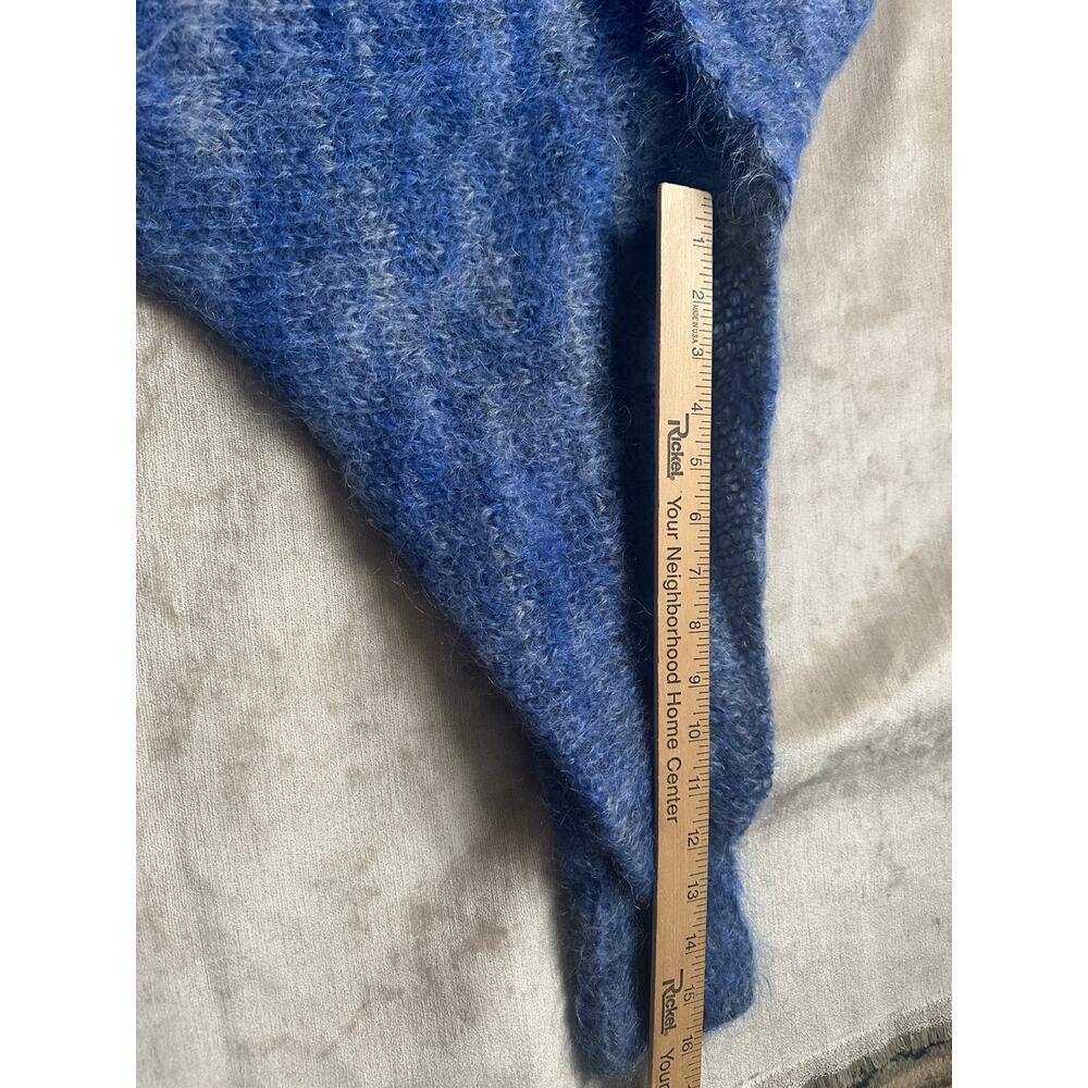 Vintage Mohair Wool Sweater blue collared Bohemian fuzzy warm bat wing sleeve - Picture 7 of 16
